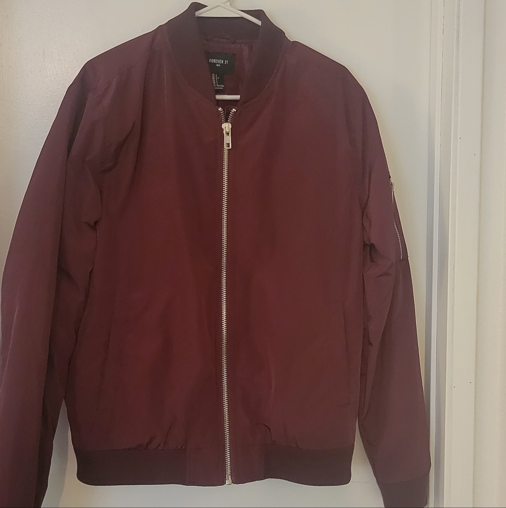 Forever 21 Men's Maroon Bomber Jacket